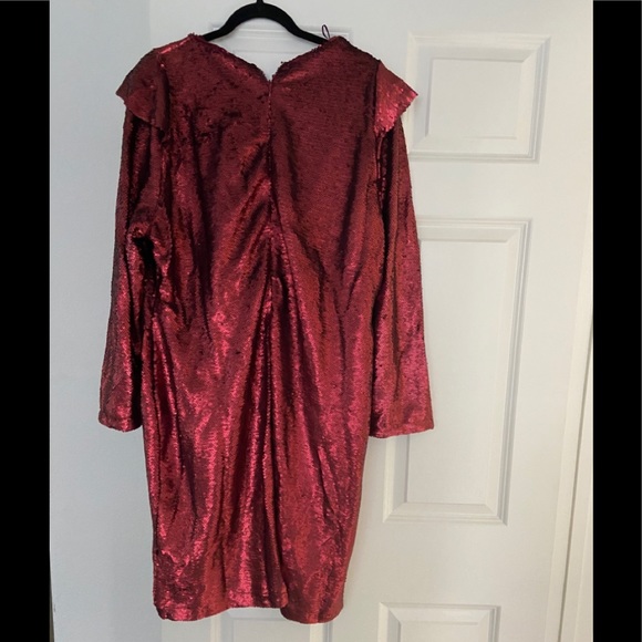 Glamorous Red sequin dress with ruffle detail * Closeout * - Picture 5 of 6